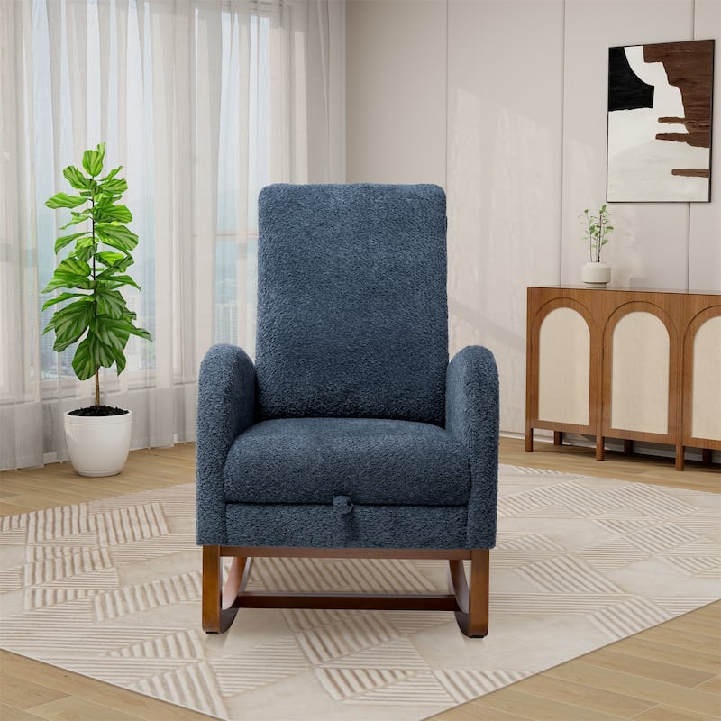 25.4"W High Back Rocking Chair for Nursery with Retractable Footrest