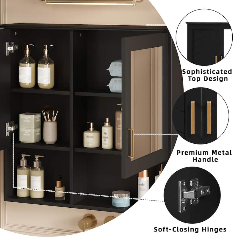 30 Inch Wall Mounted Bathroom Medicine Cabinet with Mirror, Adjustable Shelves, Soft Close Doors