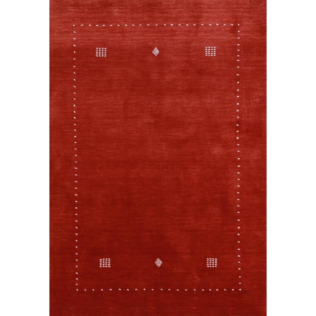 Hand Knotted Oriental 100% Wool Carpet Tribal Tribal Oranges & Rust Gabbeh Area Rug - 4' 10'' X 3' 4''