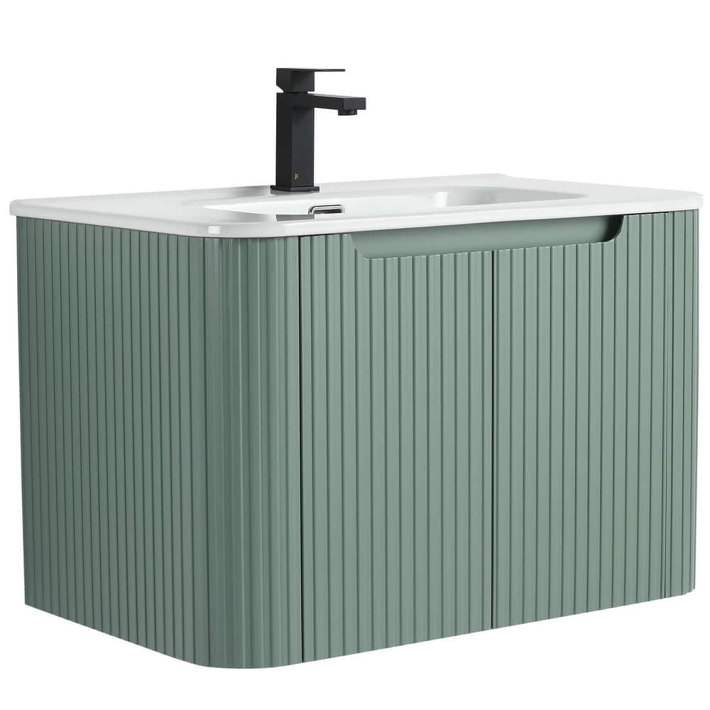 Caskvalley Modern Bathroom Vanity with Straight Fluted Design - Sink Included