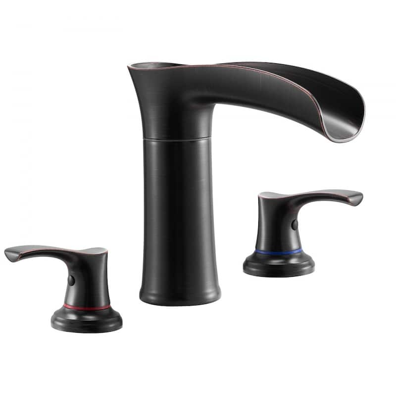 Oil-Rubbed Bronze Deck Mount Roman Tub Faucet with Dual-Handle and High-Flow 2.38 GPM - 6.30” x 2.24” x 8.86”