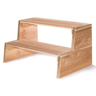 All Things Cedar Wooden 2 Tiered Step Stool for Outdoor Spas or Backyard Patios - 21