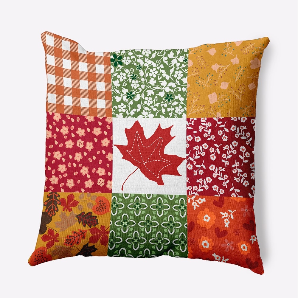 Printed Quilt Leaves Accent Pillow