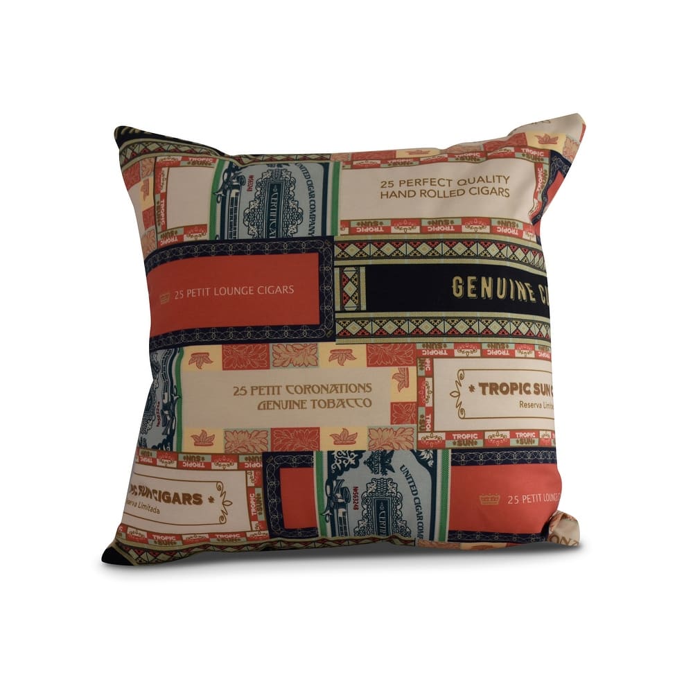 20 x 20 Inch Cigar Box Collage 2 Geometric Print Pillow
