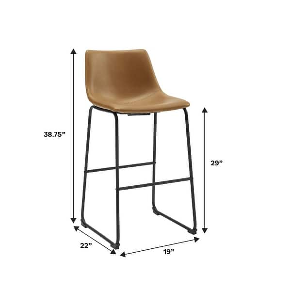 dimension image slide 0 of 6, Walker Edison Prusiner 30-inch Faux Leather Bar Stool (Set of 2)