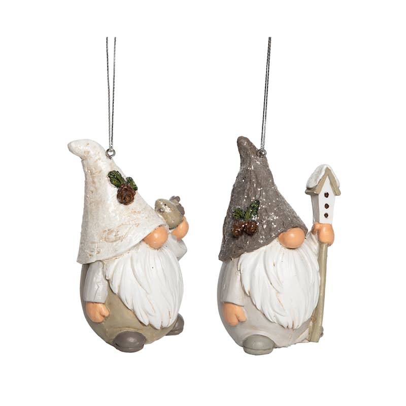 Transpac Resin Birch Gnome Ornament Set of 2 Christmas Home Decorations
