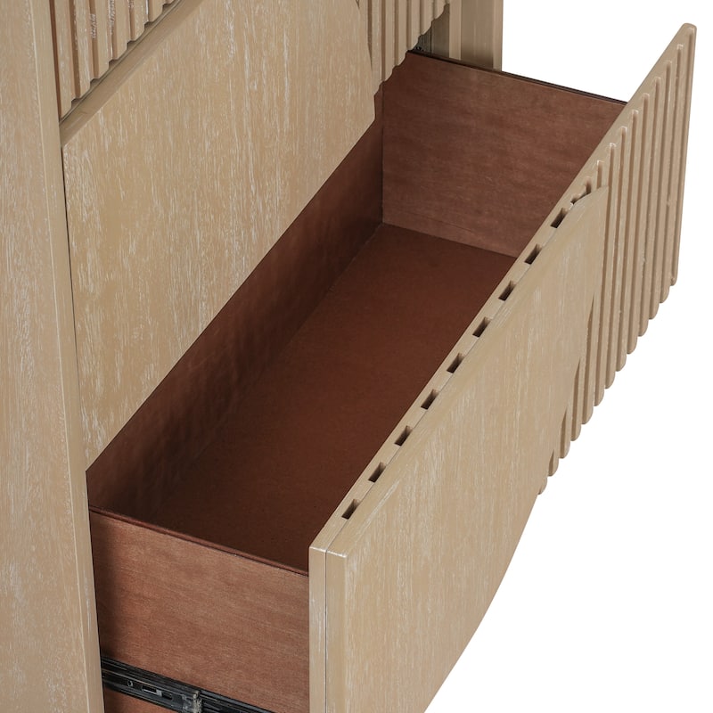 Furniture of America Adrienne Modern Natural Solid Wood 2-Drawer Nightstand With USB Ports