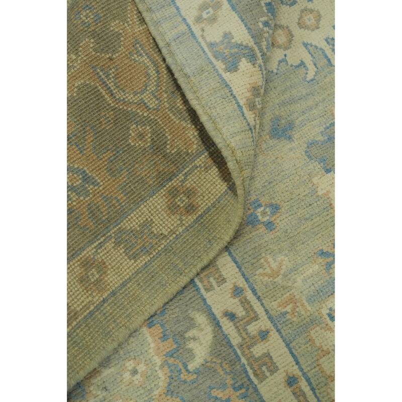Vegetable Dye Wool Oushak Turkish Area Rug, Floral Geometric Carpet - 10' 0'' X 8' 3''