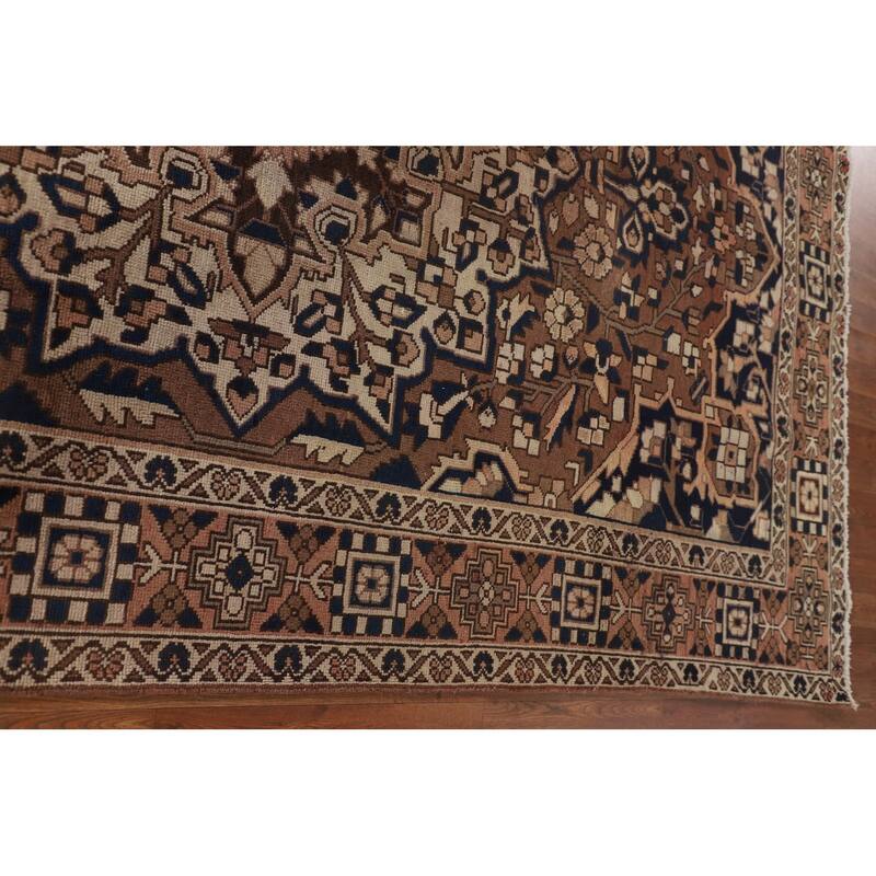 Brown Bakhtiari Persian Vintage Area Rug Hand-Knotted Wool Carpet - 6'6"x 10'1"
