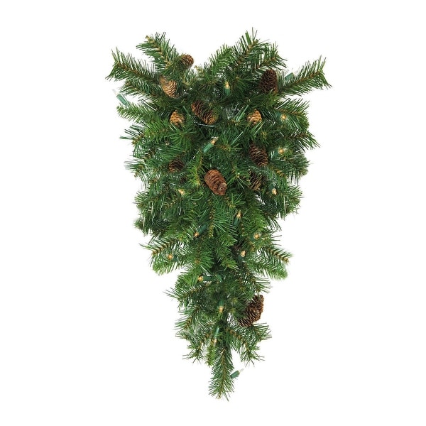 30" Pre-Lit Dakota Red Pine Artificial Christmas Teardrop Swag - Clear Dura Lights