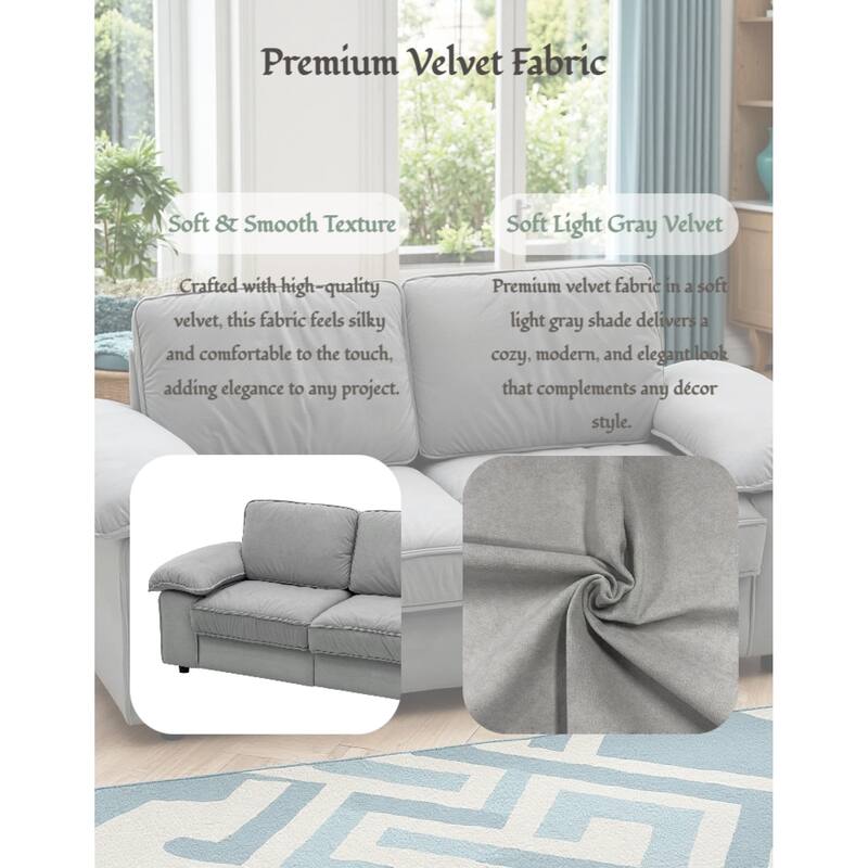 Roomfitters Modern Overstuffed Upholstered Sofa with Hidden Storage and Padded Arms, Comfy Loveseat for Small Space