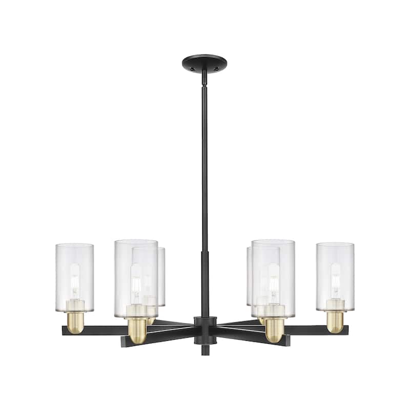 Innovations Lighting Endless Possibilities Arcadia - Clymer - 6 Light 34" Stem Hung Chandelier - Clear/Black Antique Brass