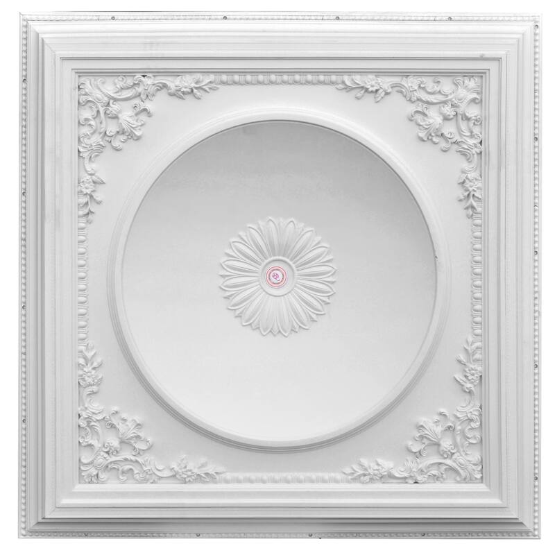 Elegant Large Dome Ceiling Medallion 58 Inch Square - White