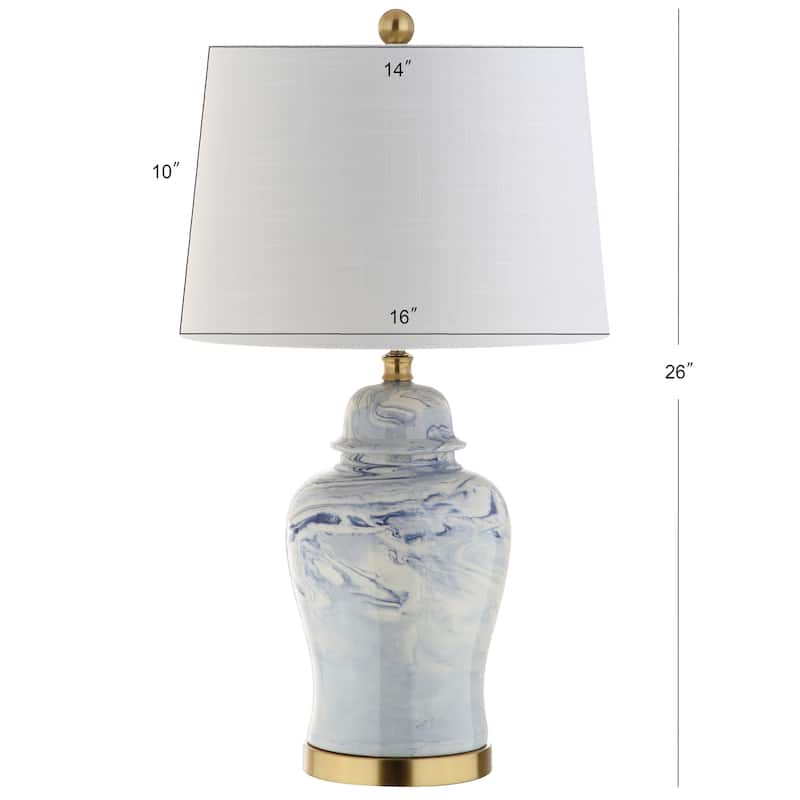 Clarke 26" Ceramic LED Table Lamp, Blue/White by JONATHAN Y