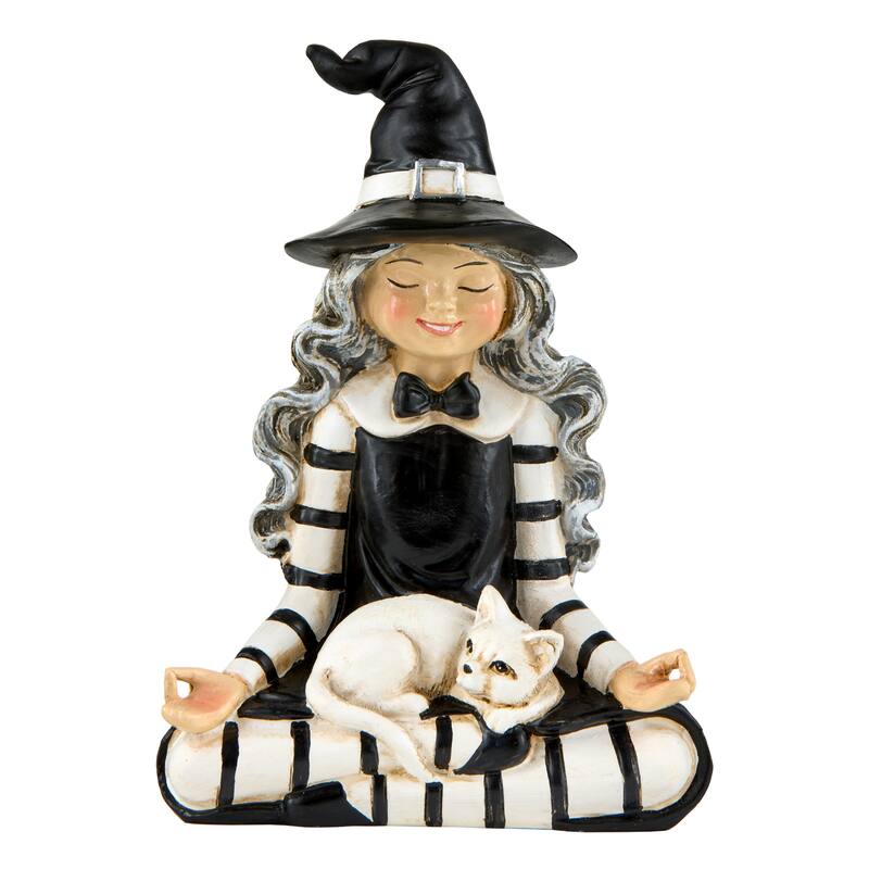 National Tree Company 5" Black and White Yoga Witch Tabletop Decoration - 5 in