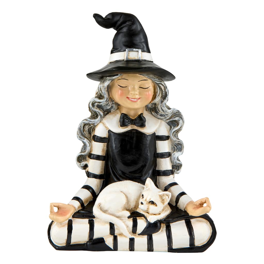 National Tree Company 5" Black and White Yoga Witch Tabletop Decoration - 5 in