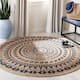 SAFAVIEH Handmade Natural Fiber Valentien Casual Jute Rug - 6' x 6' Round - Royal Blue/Natural