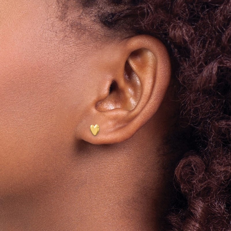 Curata 14k Yellow Gold Polished Screw back 5mm Heart Post Earrings