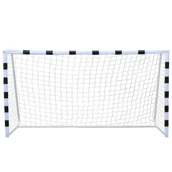 slide 2 of 7, Portable Soccer Door Frame 5.2ft High, Soccer Door, Courtyard Park for Youth Soccer Matches Black White