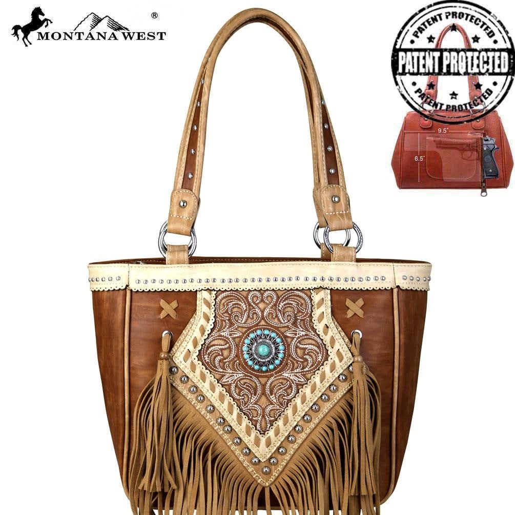 Wallet Montana West Concealed Carry Front Pocket Fringe Tassel Tote Brown