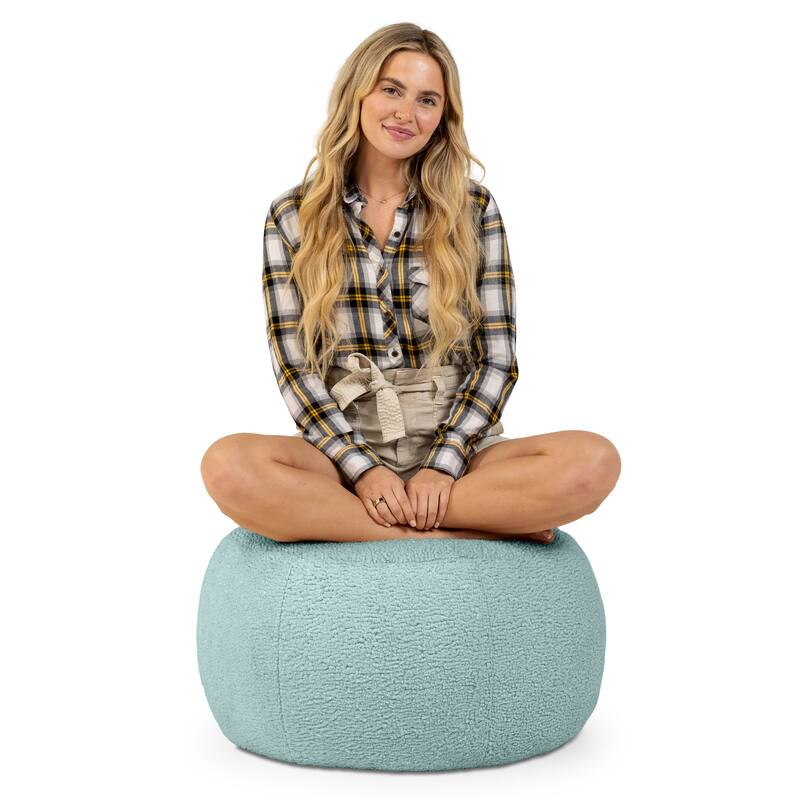 Jaxx Ellis Pouf - Modern Shearling Faux-Lamb Plush Fleece Ottoman