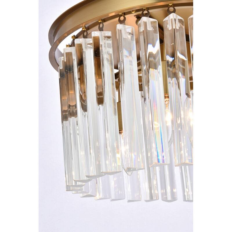 Indigo Home round crystal pendant in satin gold