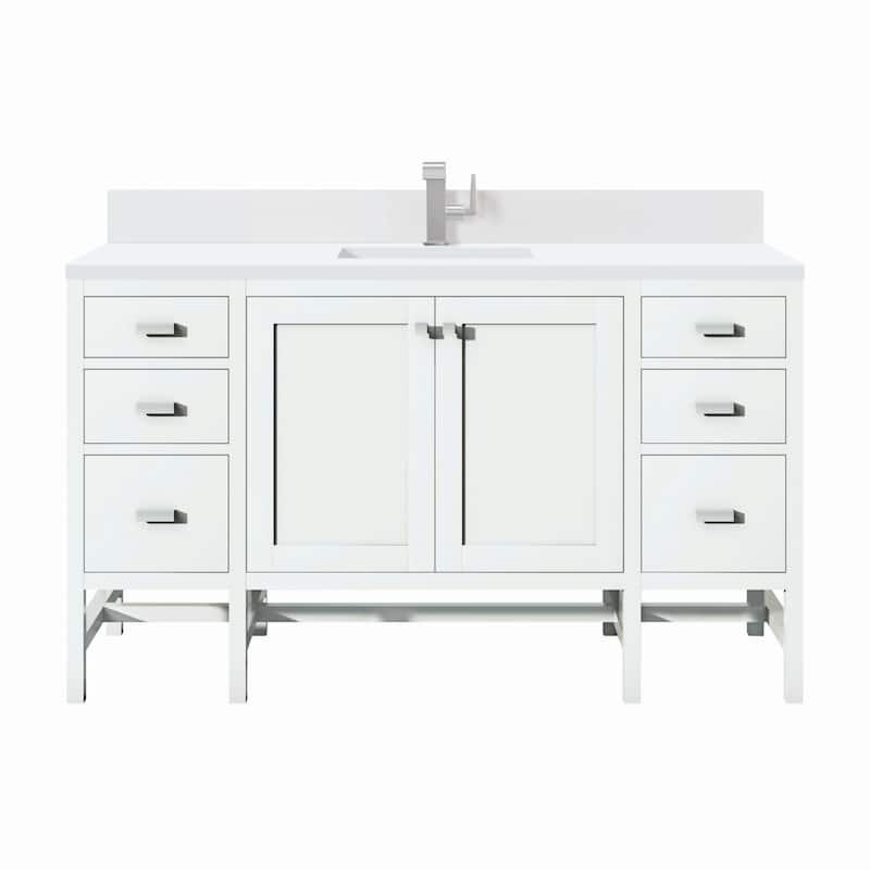 James Martin Vanities E444-V60S-1WZ Addison 60" Single Basin Wood - Glossy White - Painted