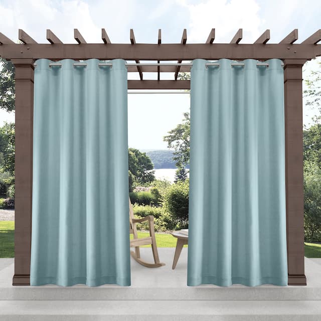 ATI Home Biscayne Indoor/Outdoor Grommet Top Curtain Panel Pair - 54x120 - Pool Blue