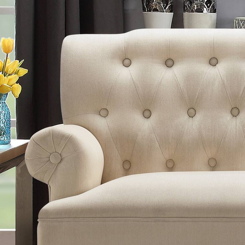 Moser Bay Arete Upholstered Tufted Settee Chesterfield Style Loveseat, Velvet or Linen