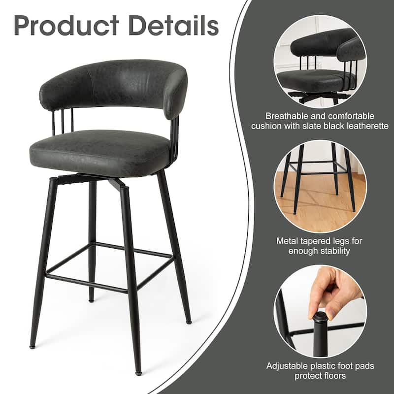 Glitzhome Modern 3-Piece Wooden Swivel Bar Stools & Height Adjustable Pub Table Set