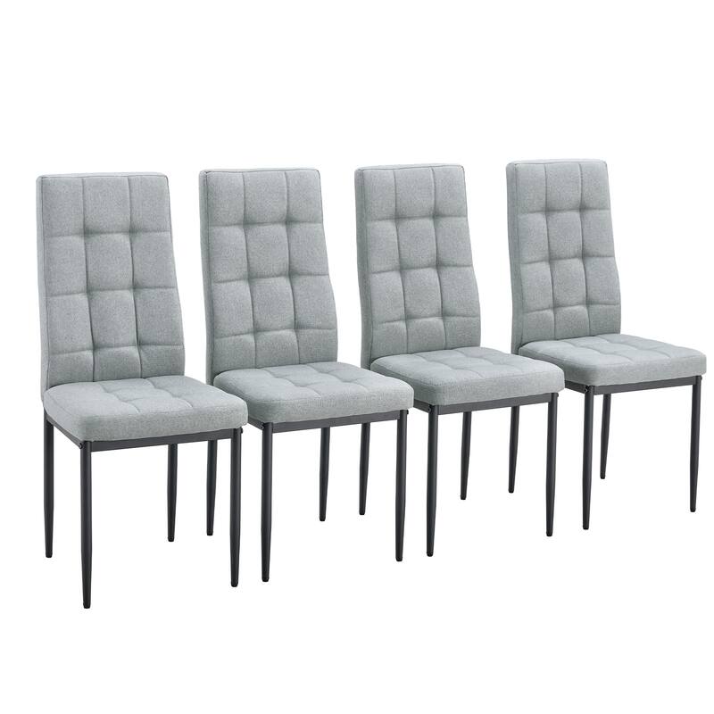 Modern Linen Tufted Dining Chairs Fabric Dining Chairs with Upholstered Seats, for Dining Rooms, Set of 4