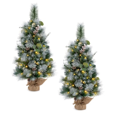 Costway 2 PCS 3 FT Artificial Christmas Tree with 98 Branch Tips Pine - 2 PCS