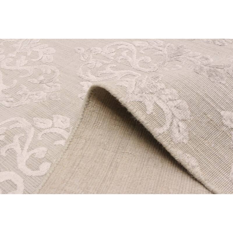 ECARPETGALLERY Hand Loomed Elysian Light Grey Viscose, Wool Rug - 5'0 x 8'0