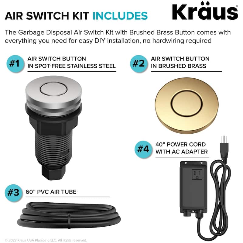 Kraus KWDA-200 Garbage Disposal Air Switch Kit with Flat-Top Push