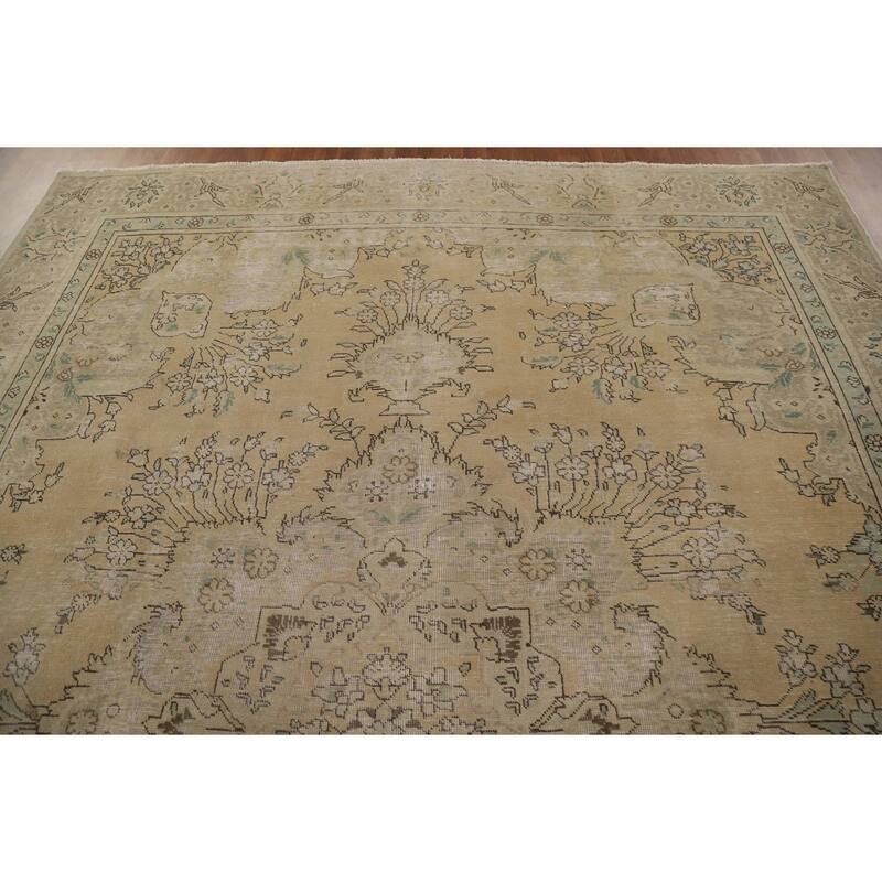Geometric Tabriz Persian Vintage Rug Handmade Traditional Wool Carpet - 9'2" x 12'5"