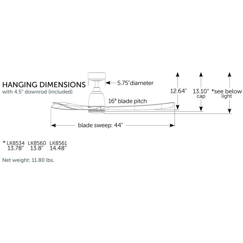 Fanimation Kute 44 inch Indoor/Outdoor Smart Ceiling Fan with Remote - Matte White