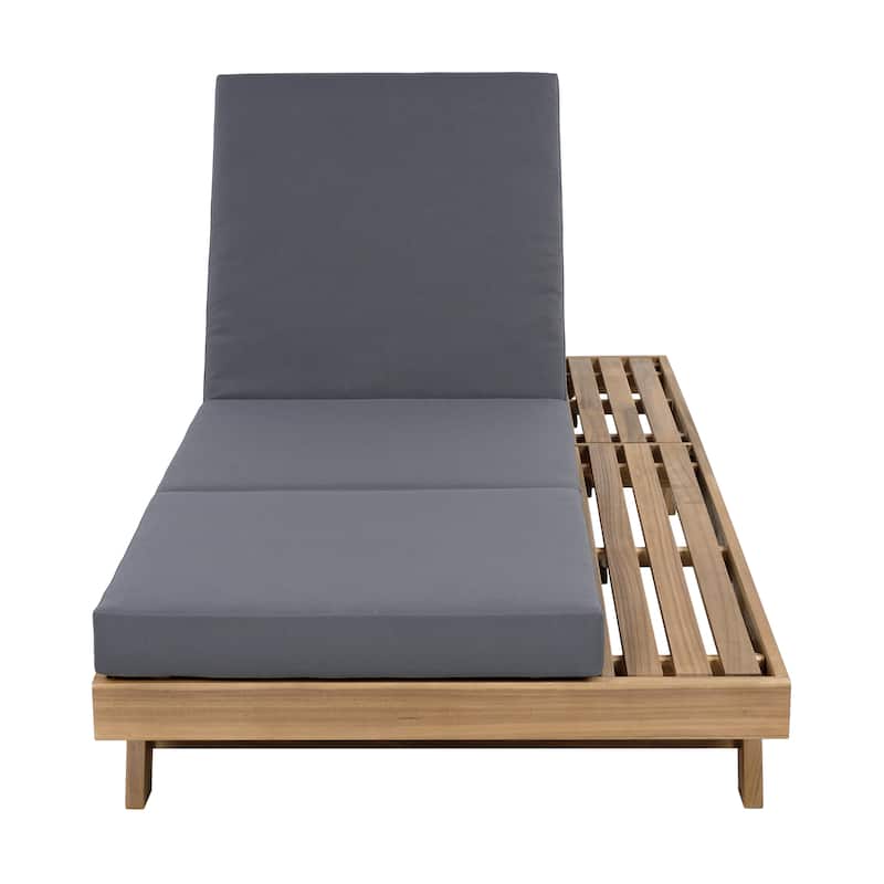 Christopher Knight Home - Calder Modern Outdoor Acacia Wood 4-Position Adjustable Chaise Lounge with Triple-Fold Cushion - 79"L