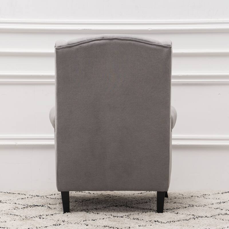 Upholstered Trim Wingback Armchair with Nailhead Trim