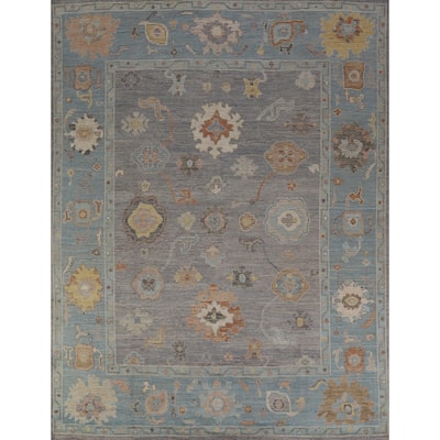 Hand Knotted Oriental 100% Wool Carpet Transitional All-Over Purples Oushak Area Rug - 9' 6'' X 8' 0''