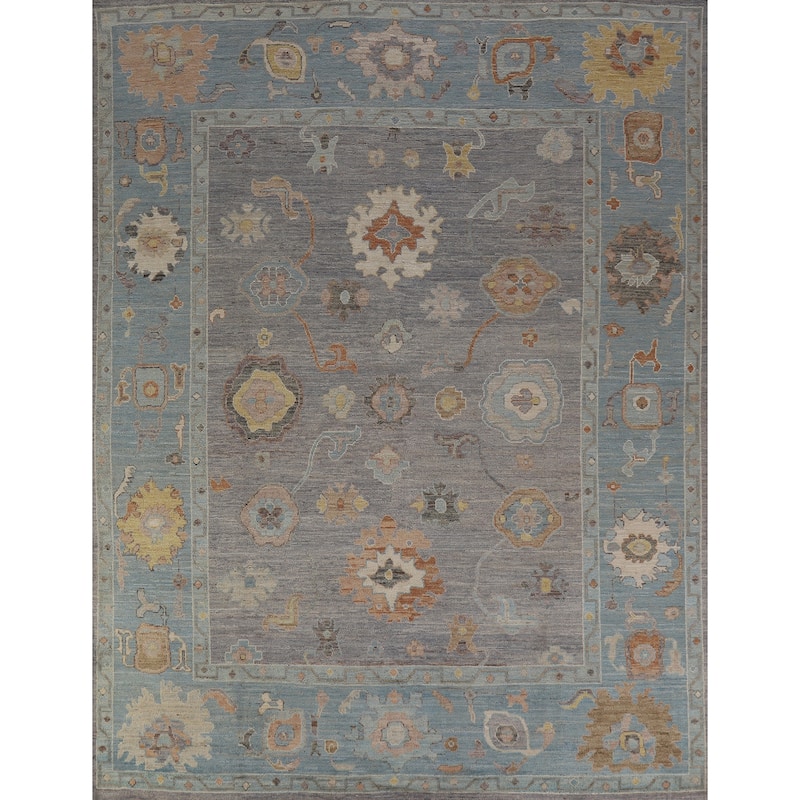 Hand Knotted Oriental 100% Wool Carpet Transitional All-Over Purples Oushak Area Rug - 9' 6'' X 8' 0''
