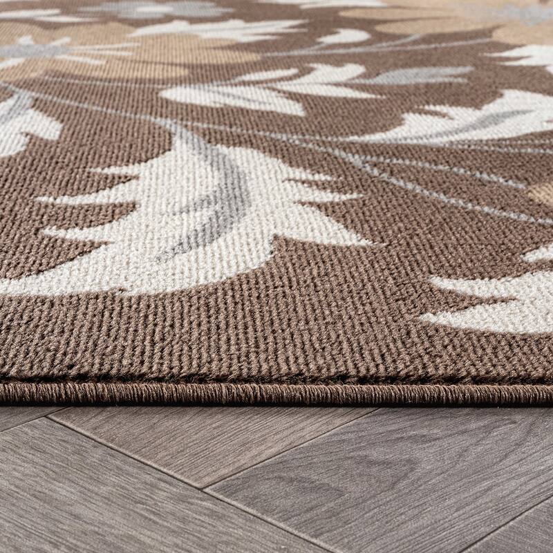 Contemporary Floral Area Rug for Living Room, Bedroom, or Entryway - Low Pile Indoor Rug