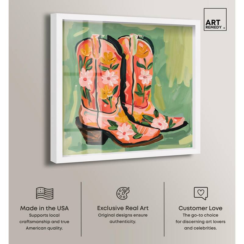 Wildflower Cowboy Boots Shadowbox by Art Remedy