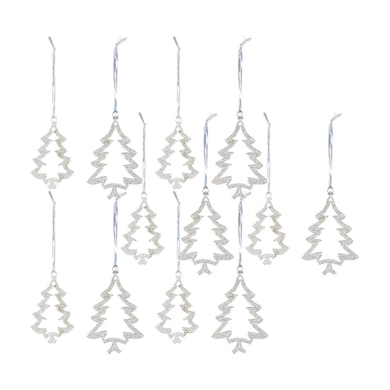 Metal Tree Ornament (Set of 12) - Silver