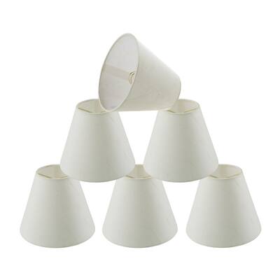 Aspen Creative Small Hardback Empire Shape Chandelier Clip-On Lamp Shade Set (6 Pack), White, 6" bottom width (3" x 6" x 5")