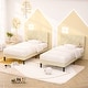 preview thumbnail 2 of 7, 2 Pcs Twin Bed Frames with Adjustable Headboard, Modern Linen Upholstered Platform Bed w/Button Tufted Headboard