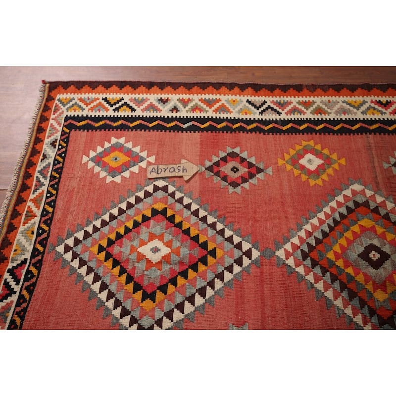 Tribal Kilim Qashqai Persian Vintage Rug Flatweave Wool Carpet - 5'2"x 8'2"