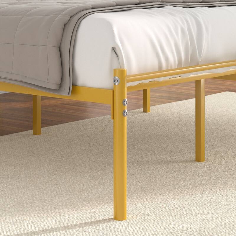 14 Inch Queen Size Metal Bed Frame with Headboard, Iron-Art Platform Bed No Box Spring Needed/Mattress Foundation for Storage