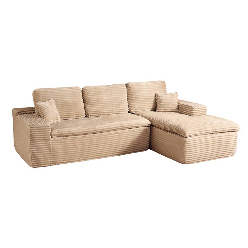 HOOOWOOO Upholstered Fabric Sectional Sofa Couch with Chaise