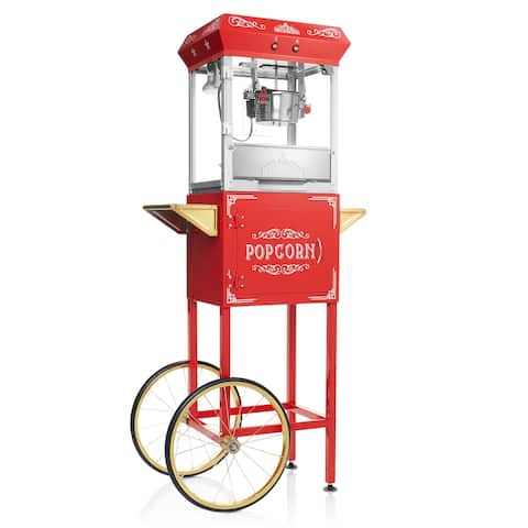 Vintage Style Popcorn Machine Popper with Cart and 6-Ounce Kettle