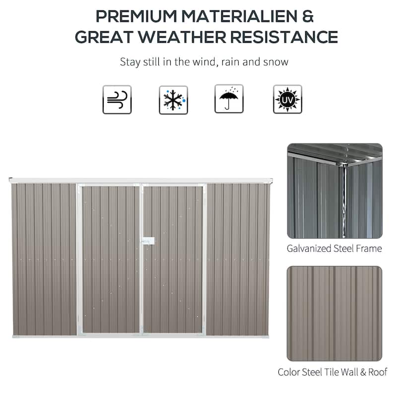 Outsunny 11' x 6' Steel Garden Storage Shed, Outdoor Utility Tool House with Double Lockable Doors for Backyard, Patio, Lawn